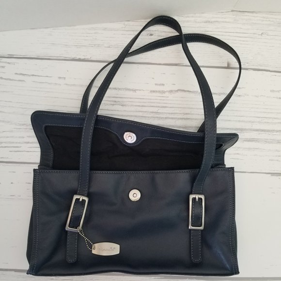 Tignanello Handbags - TIGNANELLO VINTAGE BLUE LEATHER MESSENGER STYLE SHOULDER BAG